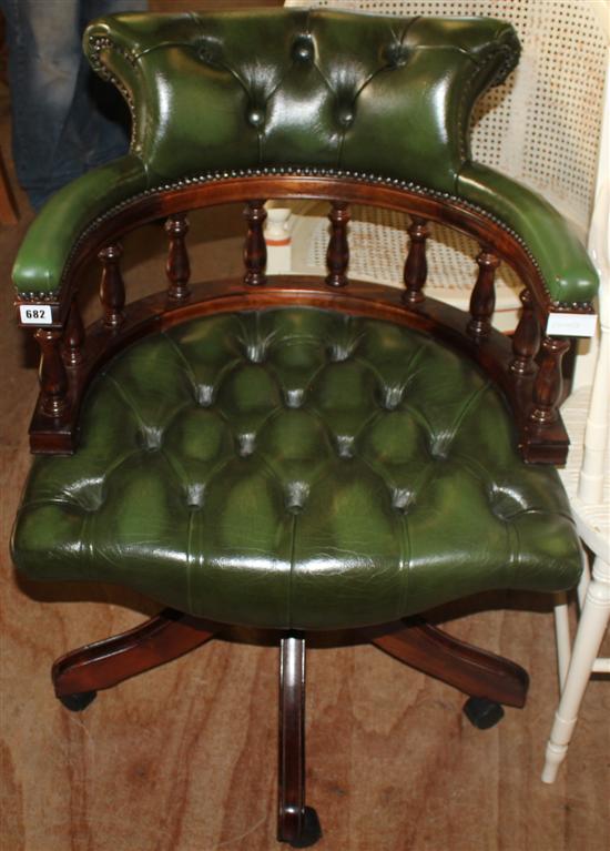 Green leather desk chair